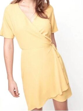 Yellow Aritzia Babaton Wallace Wrap Dress